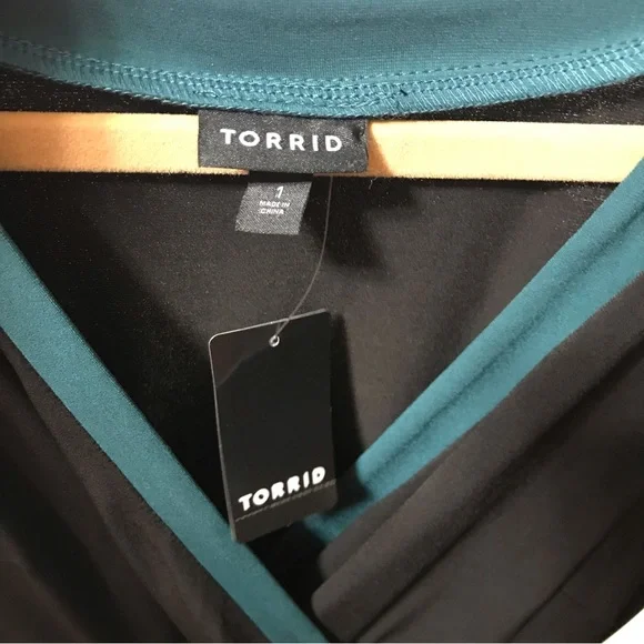 Torrid Navy Color Block Studio Knit Surplice Above Knee Wrap Dress Size US 1X - Picture 7 of 10